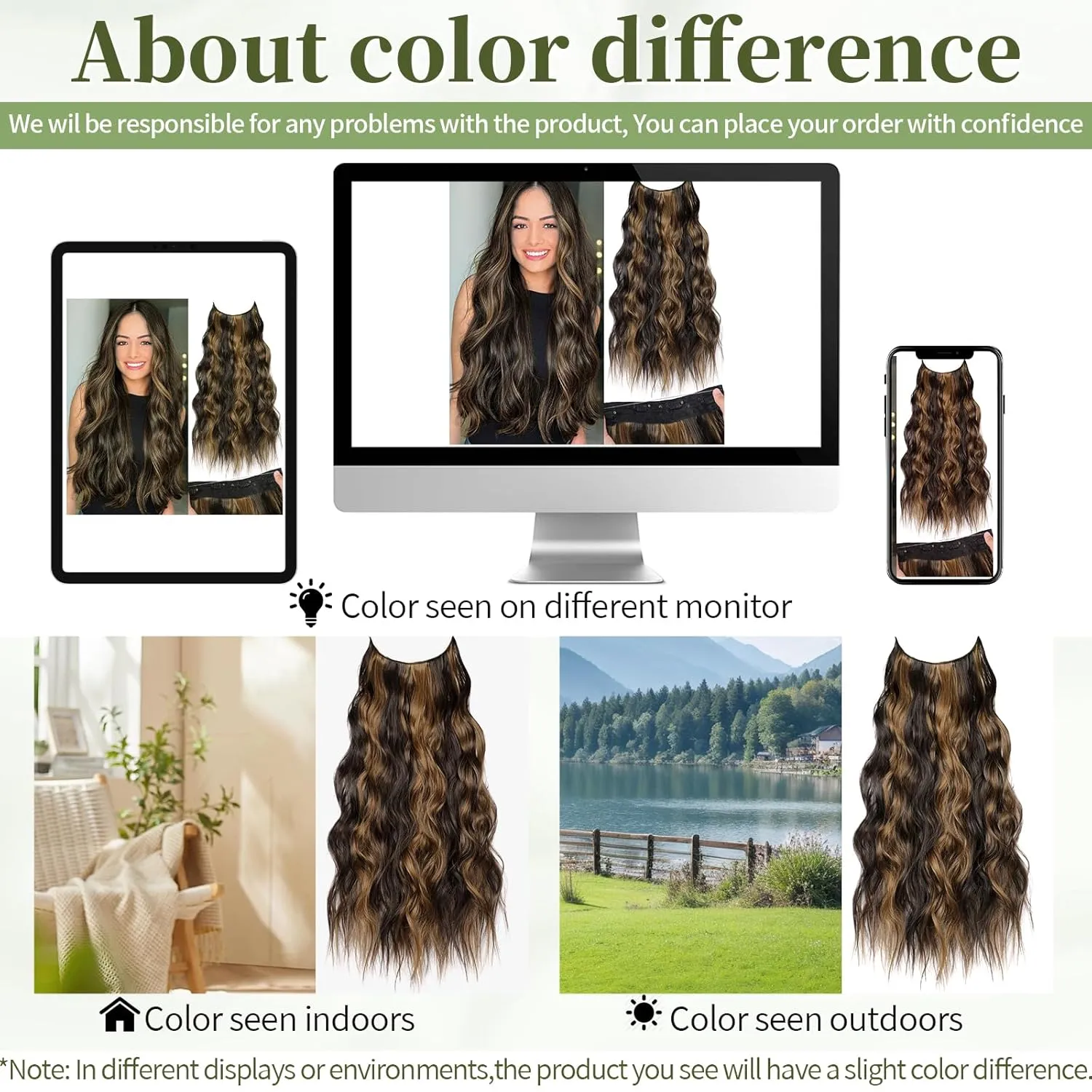 KooKaStyle Invisible Wire Hair Extensions with Transparent Wire Adjustable Size 4 Secure Clips Long Wavy Secret Wire Hairpiece 24 Inch for Women (Balayage Dark Brown to Chestnut)