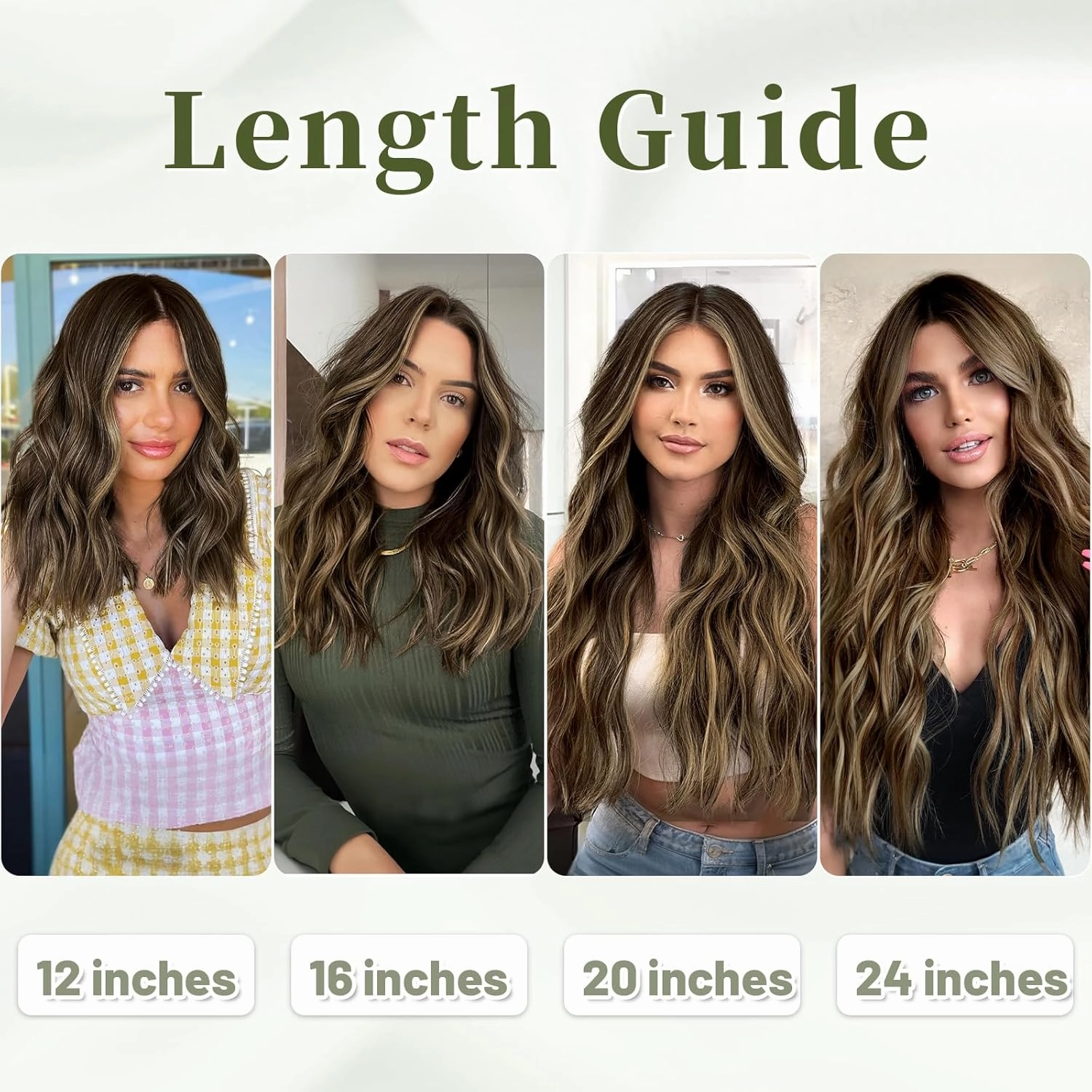 KooKaStyle Invisible Wire Hair Extensions with Transparent Headband Adjustable Size 4 Secure Clips Long Wavy Secret Wire Hairpiece 24 Inch for Women (Balayage Chocolate Brown to Caramel Blonde)