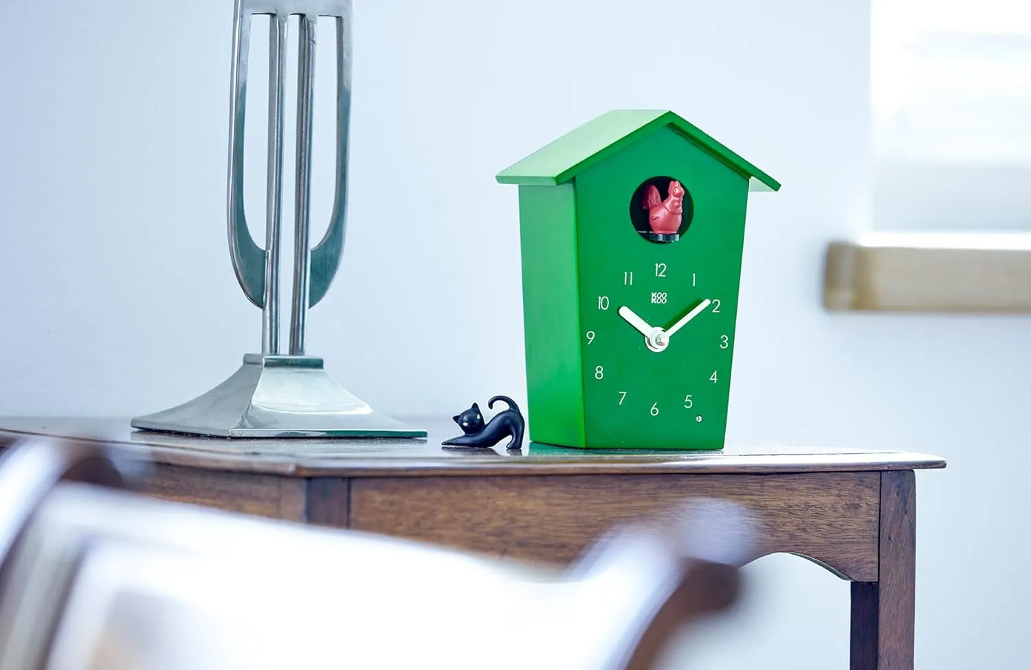 KOOKOO AnimalHouse Green, Small Cuckoo Clock with 5 Farm Animals Sounds (Natural Field Recordings)