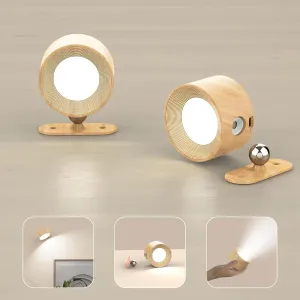 Koopala LED Wall Lamps Set of 2 with Rechargeable Battery Operated, Wall Mounted Lights with 3 Brightness 3 Color Temp Removable Charging 360°Rotate Magnetic, Cordless Wall Sconces for Reading Bedside