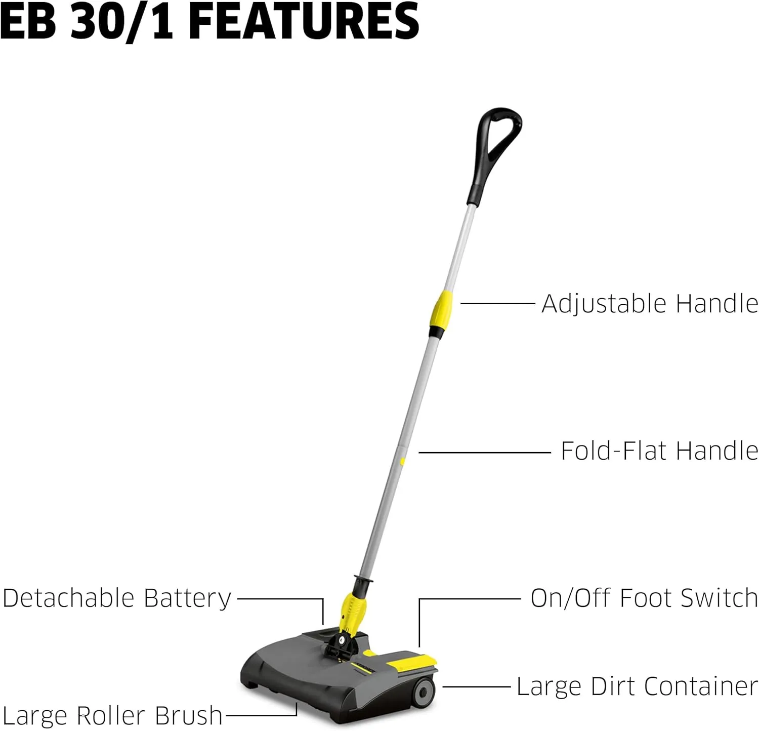 Kärcher - Commercial Electric Floor Sweeper - EB 30/1 - Multi Surface - Compact and Cordless - 12" Working Width