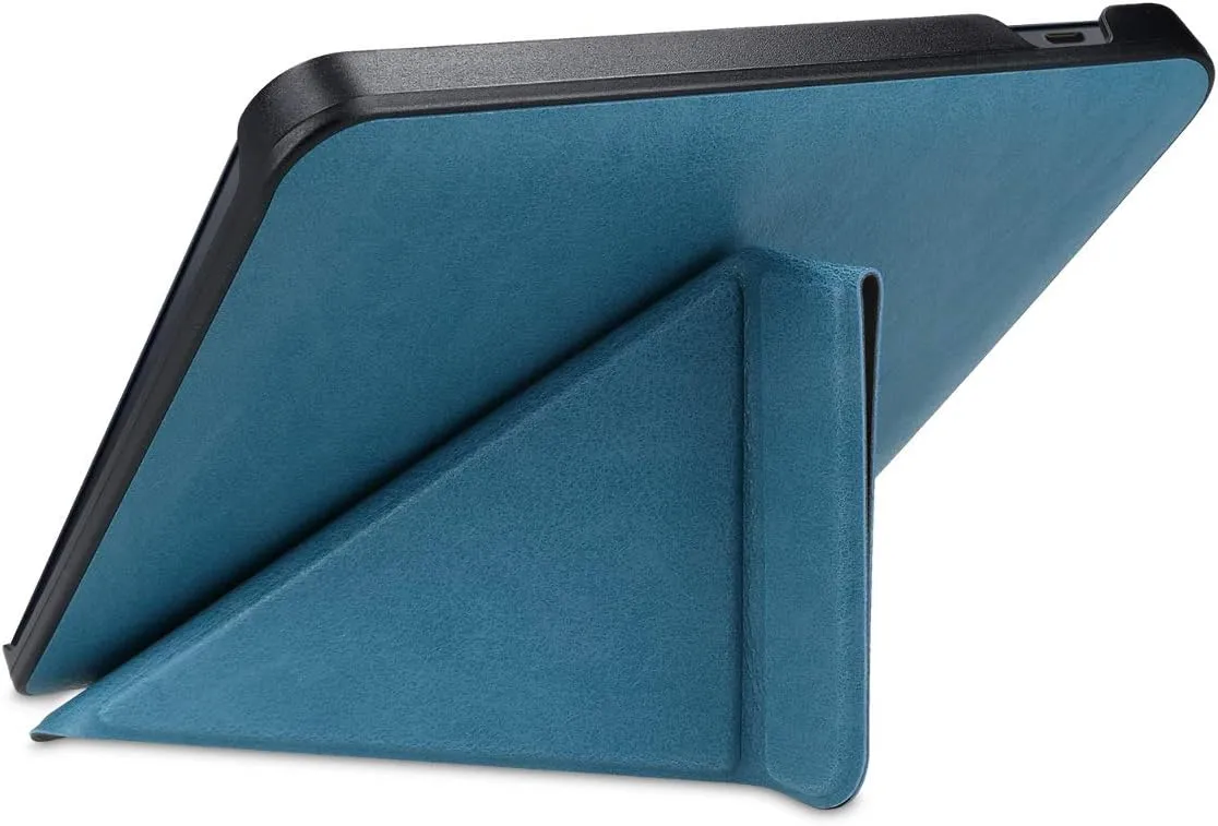 kwmobile Origami Case Compatible with Kobo Libra H2O Case - Slim PU Leather Cover with Stand - Petrol