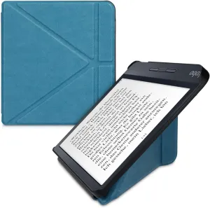 kwmobile Origami Case Compatible with Kobo Libra H2O Case - Slim PU Leather Cover with Stand - Petrol