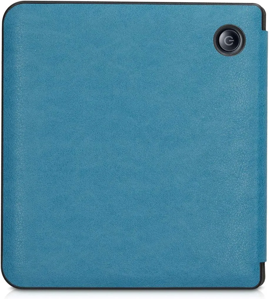 kwmobile Origami Case Compatible with Kobo Libra H2O Case - Slim PU Leather Cover with Stand - Petrol