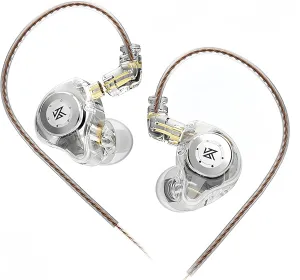 KZ EDX PRO IEM Earphones,Wired Gaming Earbuds,KZ in-Ear Monitor Headphones, Detachable Cable,HiFi Deep Bass Sound with New 10mm Dynamic Driver for Singers Musicians (White, Without Mic)
