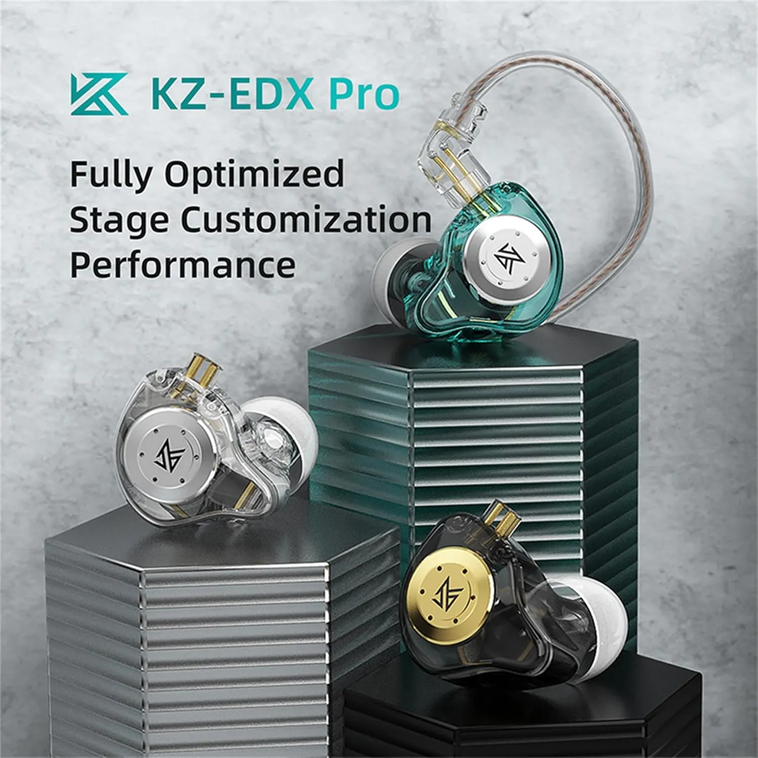 KZ EDX PRO in Ear Monitor Headphone IEM Earphones with 1DD, HiFi Deep Bass IEM for Gaming, Wired Gaming Earbuds with New 10mm Dynamic Driver Detachable Cable for Video Music Church (Cyan, with mic)