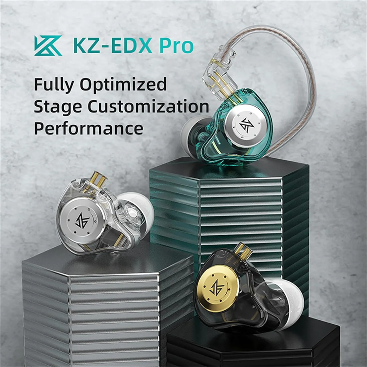 KZ EDX PRO in Ear Monitor, IEM Earphones Headphone with 1DD, HiFi Deep Bass IEM for Gaming, Wired Gaming Earbuds with 10mm Dynamic Driver Detachable Cable for Video Music Church (Cyan, Without mic)