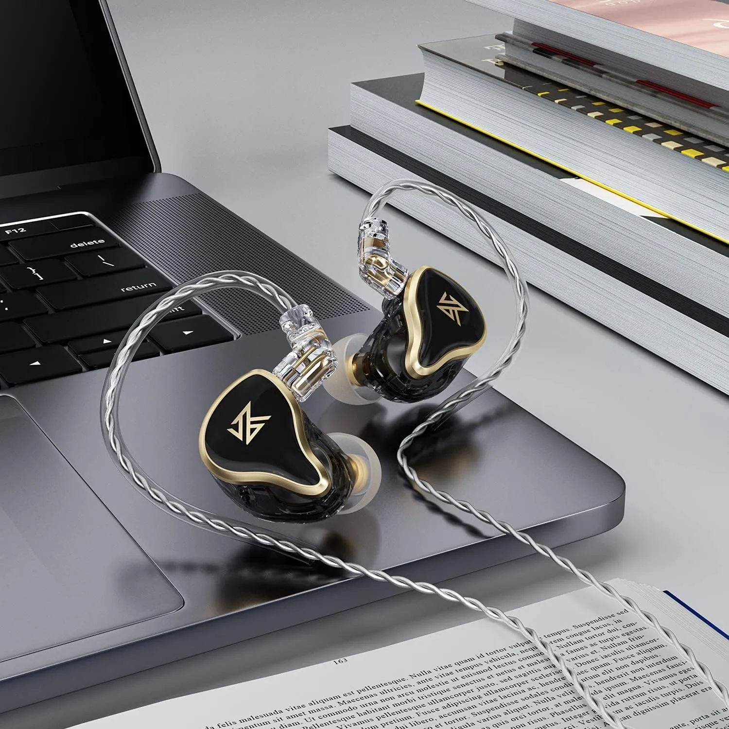 KZ ZAS 7BA 1DD IEM Earphone 16 Unit Hybrid Technology Flagship Earphone Monitor Headphones HiFi Stereo Sound in Ear Monitor with Detachable Cable (ZAS Black,Without Mic)
