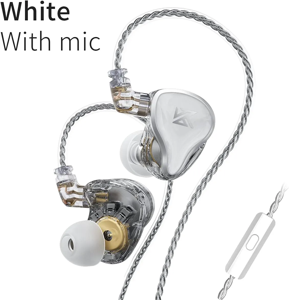 KZ ZAS 7BA 1DD In Ear Earphone - 16 Unit Hybrid Technology Flagship Monitor Headphones - 8Core Cable Music Sport Earphone (with Mic, White)