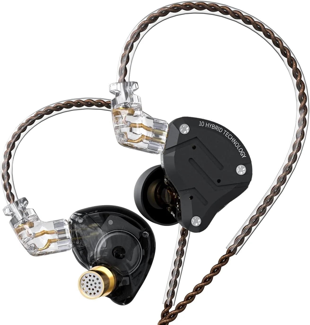 KZ ZS10 Pro Wired Earbuds in Ear Monitor Headphone KZ IEMs for Gaming in-Ear Earphone 4BA 1DD Drivers Metal Earphones with Stainless Steel Faceplate, 2 Pin Detachable Cable (Matte Black, Without Mic)