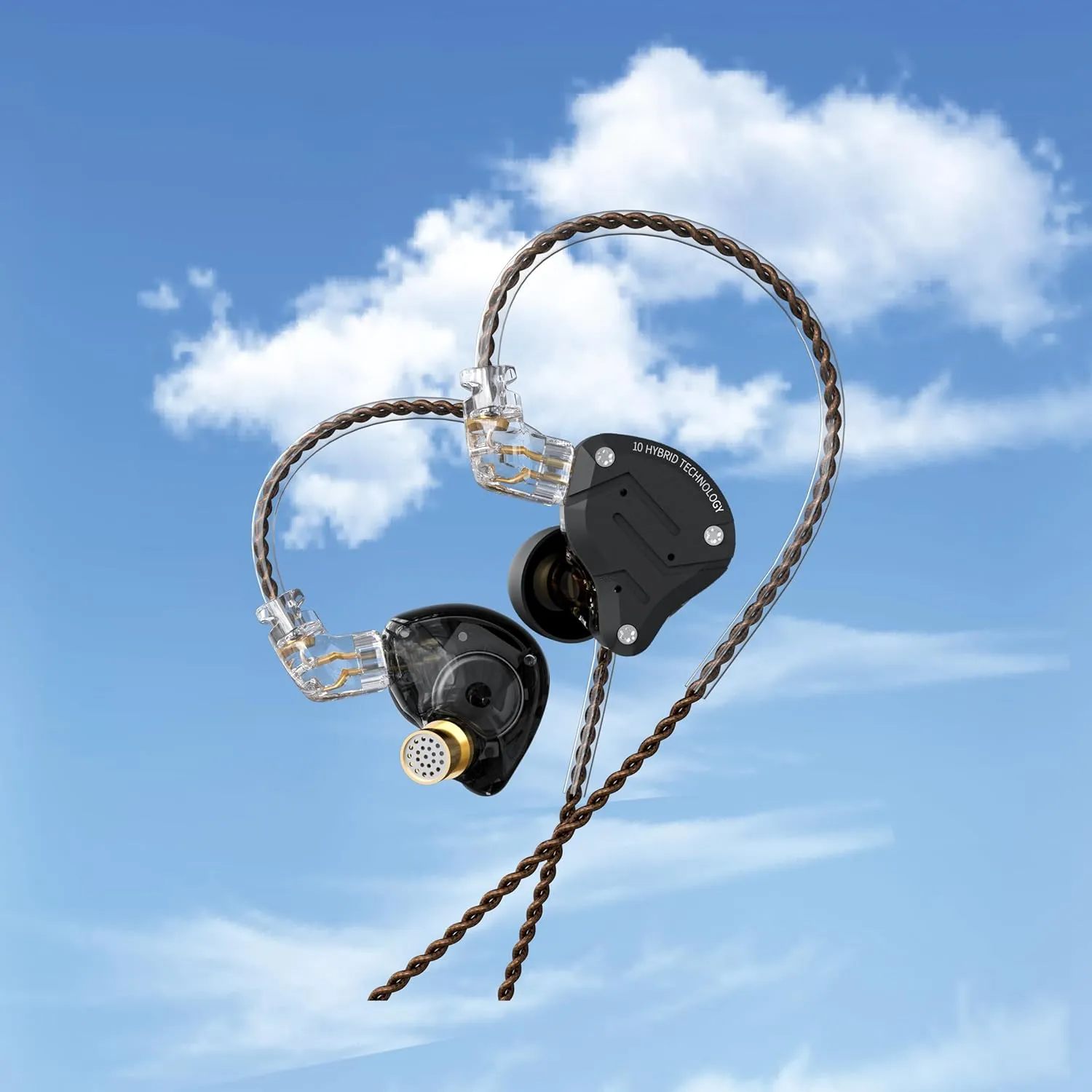 KZ ZS10 Pro Wired Earbuds in Ear Monitor Headphone KZ IEMs for Gaming in-Ear Earphone 4BA 1DD Drivers Metal Earphones with Stainless Steel Faceplate, 2 Pin Detachable Cable (Matte Black, Without Mic)
