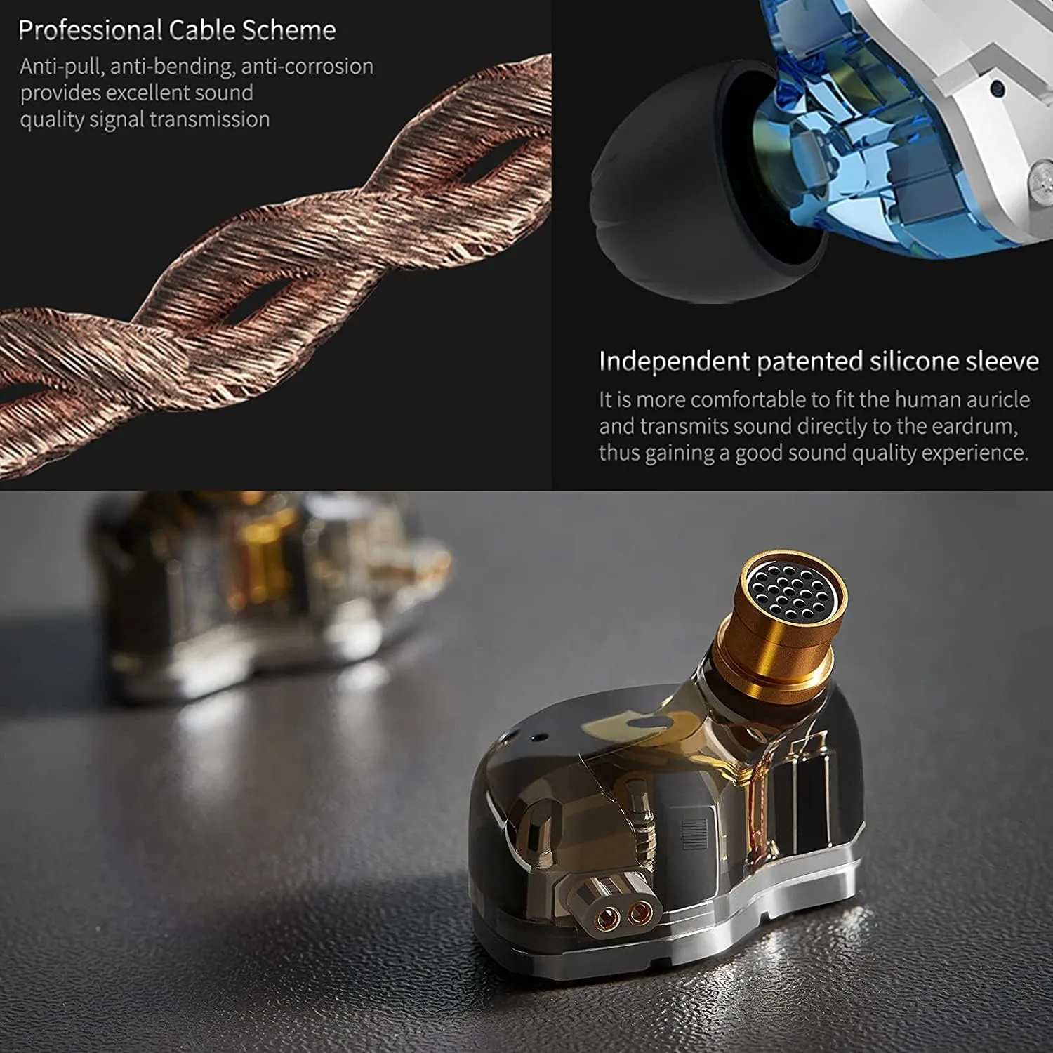 KZ ZS10 Pro Wired Earbuds in Ear Monitor Headphone KZ IEMs in-Ear Earphone 4BA 1DD 5 Drivers Metal Earphones with Stainless Steel Faceplate, 2 Pin Detachable Cable (Matte Black, with Mic)