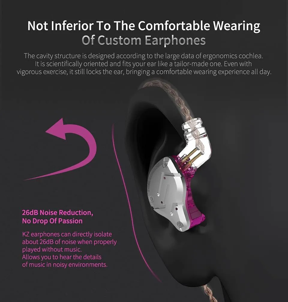 KZ ZS10 Pro Wired Earbuds in Ear Monitor Headphone KZ IEMs in-Ear Earphone 4BA 1DD 5 Drivers Metal Earphones with Stainless Steel Faceplate, 2 Pin Detachable Cable (Matte Black, with Mic)
