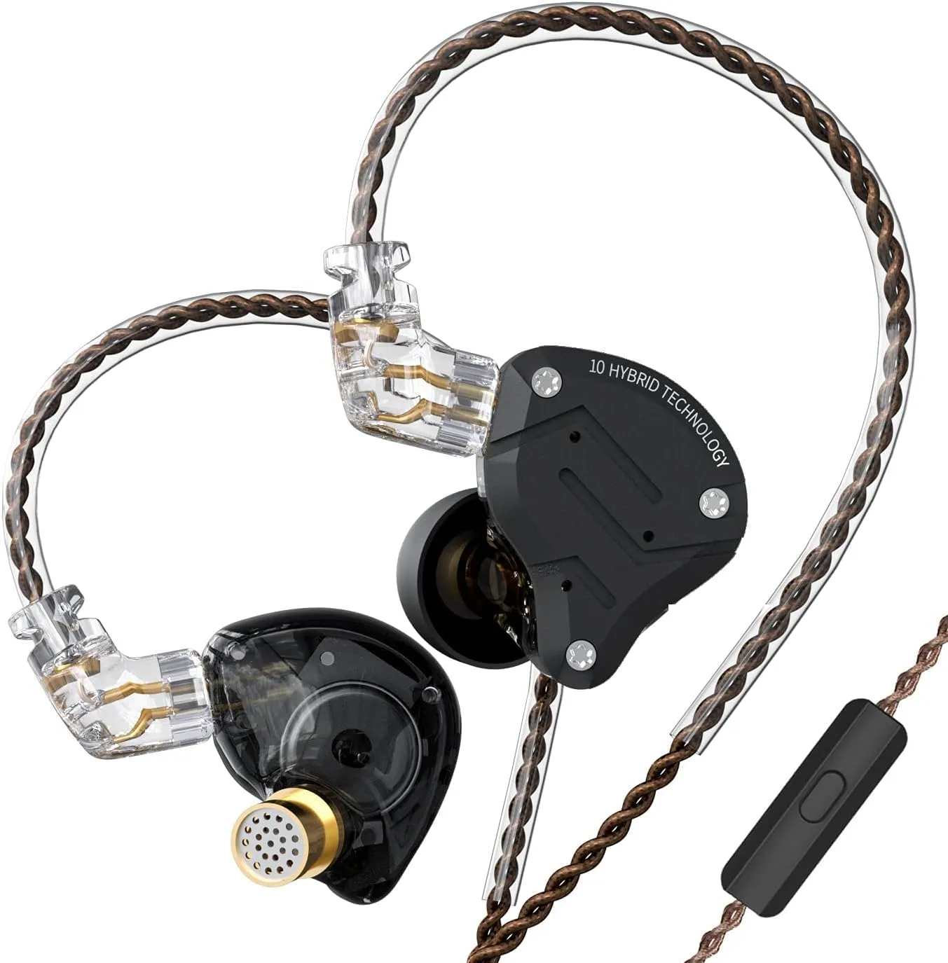 KZ ZS10 Pro Wired Earbuds in Ear Monitor Headphone KZ IEMs in-Ear Earphone 4BA 1DD 5 Drivers Metal Earphones with Stainless Steel Faceplate, 2 Pin Detachable Cable (Matte Black, with Mic)