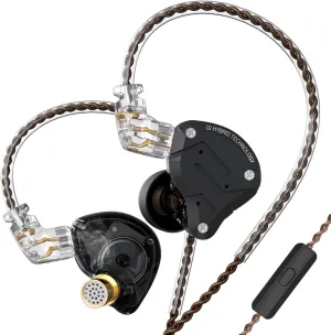 KZ ZS10 Pro Wired Earbuds in Ear Monitor Headphone KZ IEMs in-Ear Earphone 4BA 1DD 5 Drivers Metal Earphones with Stainless Steel Faceplate, 2 Pin Detachable Cable (Matte Black, with Mic)