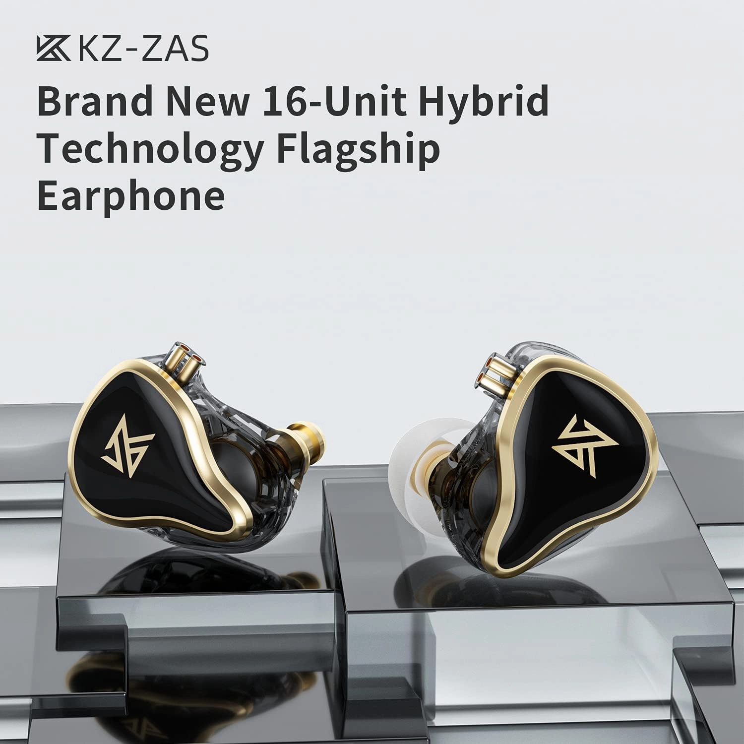 KZ ZAS in Ear Monitor Earphone 7BA 1DD 16 Unit Hybrid Technology IEM Headphones Noise Cancelling, 8 Core Cable 3.5mm Jack Wired Earbuds (No Mic, White)