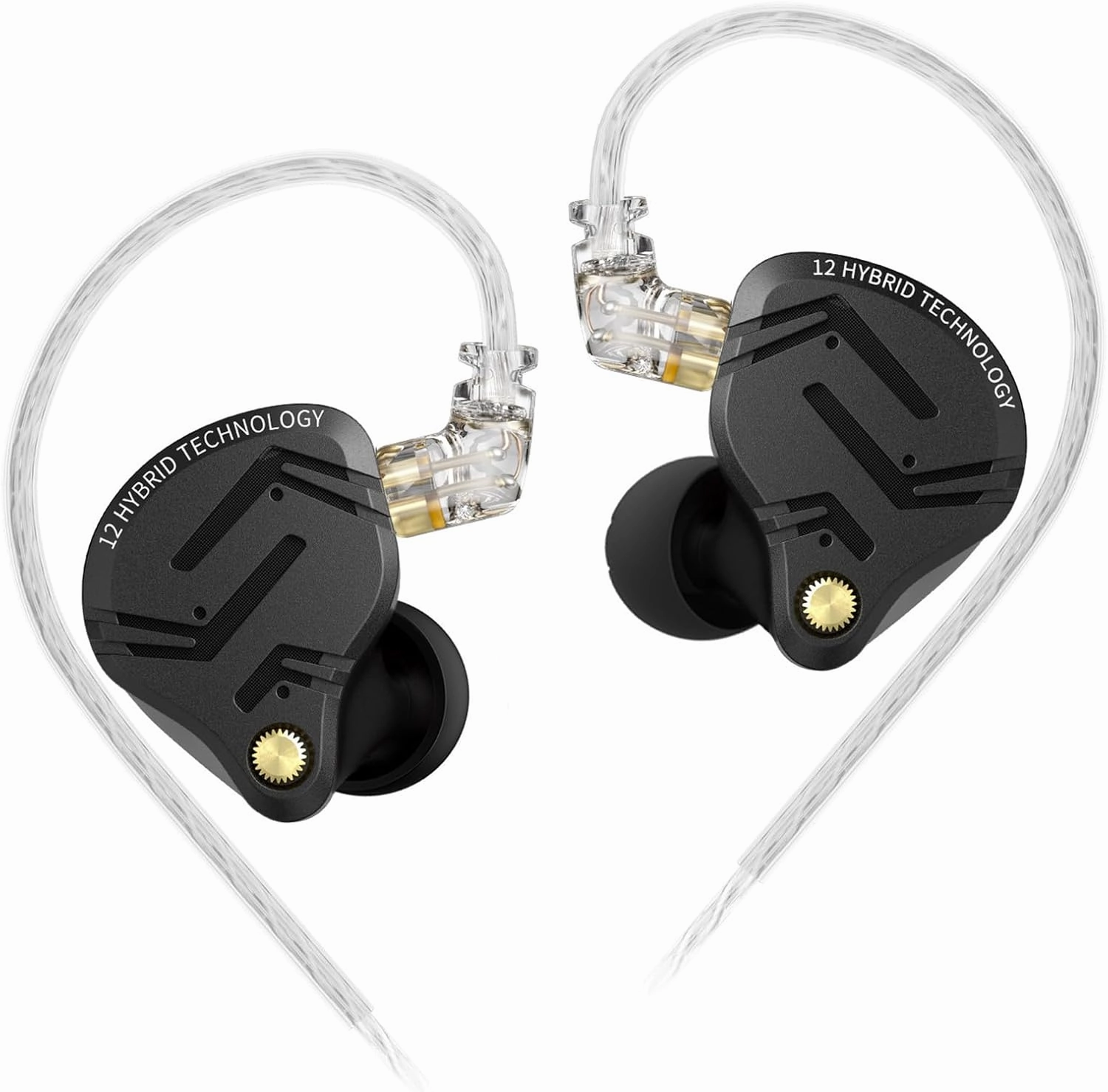 KZ ZS12 PRO X in Ear Monitor IEM Headphones,1DD 5BA Hybrid Wired Gaming Earbuds,KZ in Ear Monitor Gaming Earbuds Earphones with 2PIN Cable for Audiophile (Dark Black, NO Microphone)