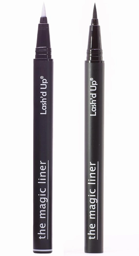 Lash'd Up Glue Liner Pen (Extra Strong, Clear & Black) Magic Self-Adhesive Eyeliner Full-size 0.032 Oz. (2 PCS, Clear & Black, Extra Strong)