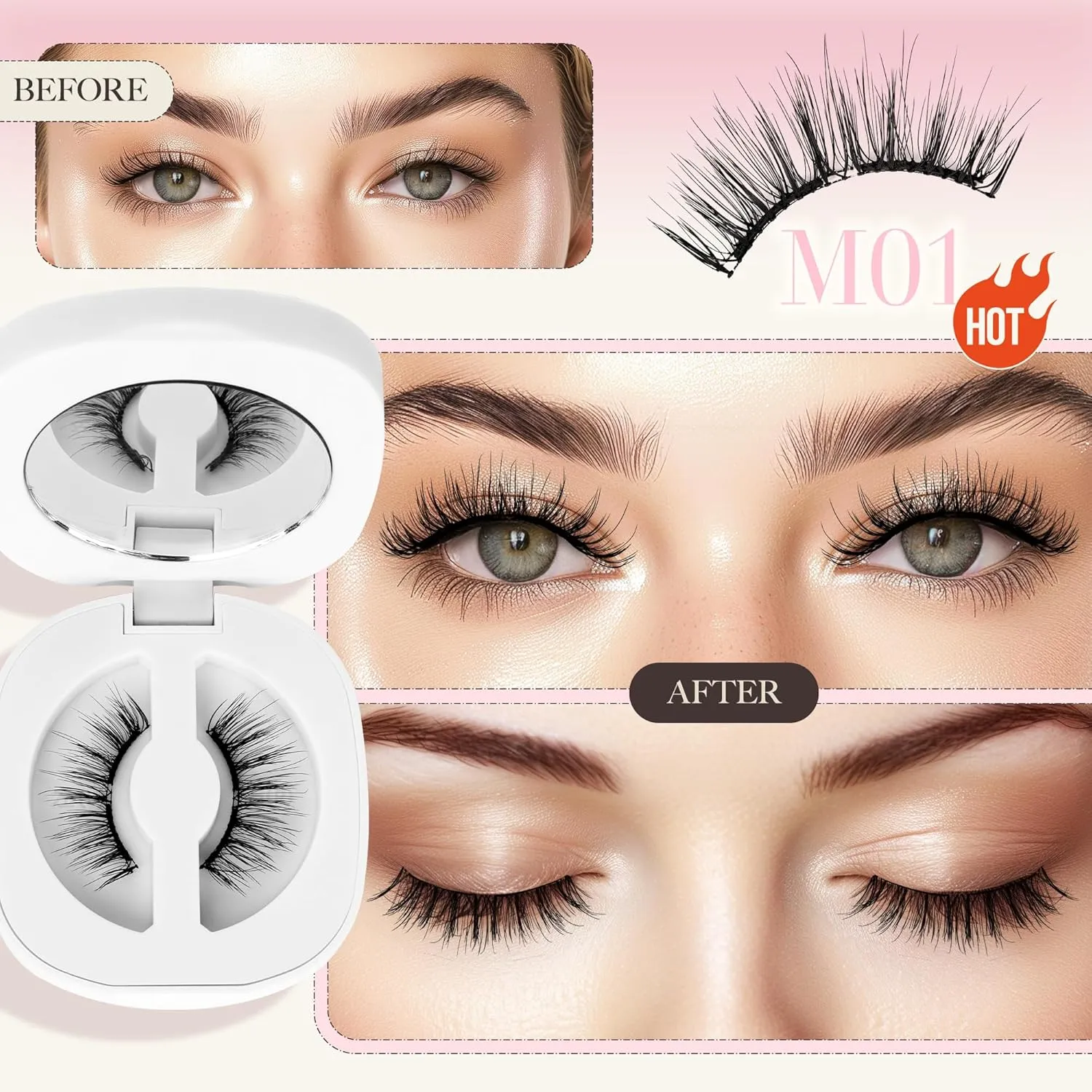 LASHVIEW Magnetic Eyelashes with Applicator,Reusable Soft Magnetic Eyelashes Natural Look, No Glue Needed RCM01-N