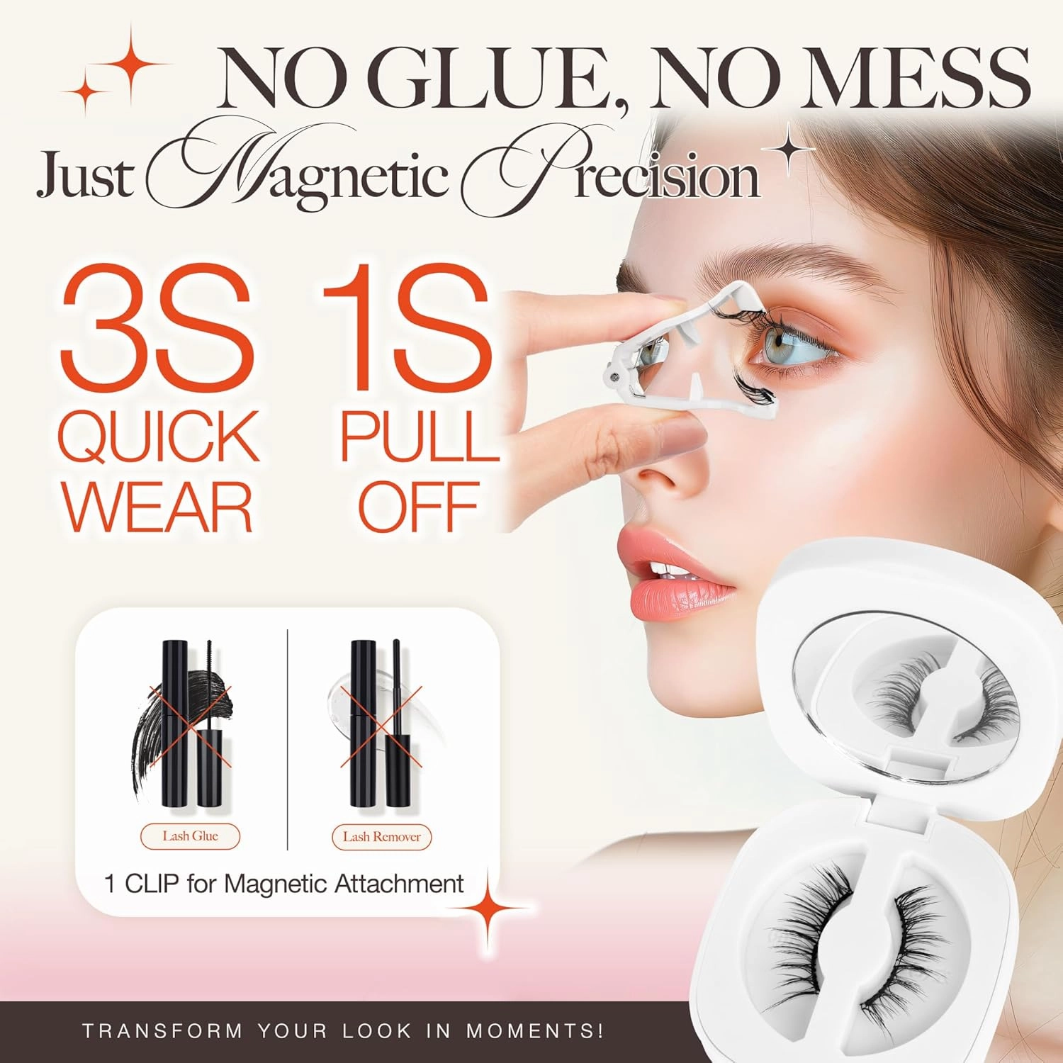 LASHVIEW Upgrade Magnetic Eyelashes with Applicator Reusable Soft Magnetic Eyelashes Natural Look No Glue Needed Magnetic Eyelashes Magnetic Lashes Kit Easy to Wear and Remove(A03)