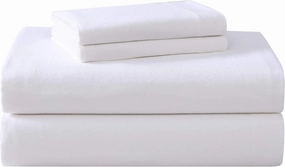 Laura Ashley - Full Sheet Set, Cotton Flannel Bedding, Brushed for Extra Softness & Comfort (True White, Full)