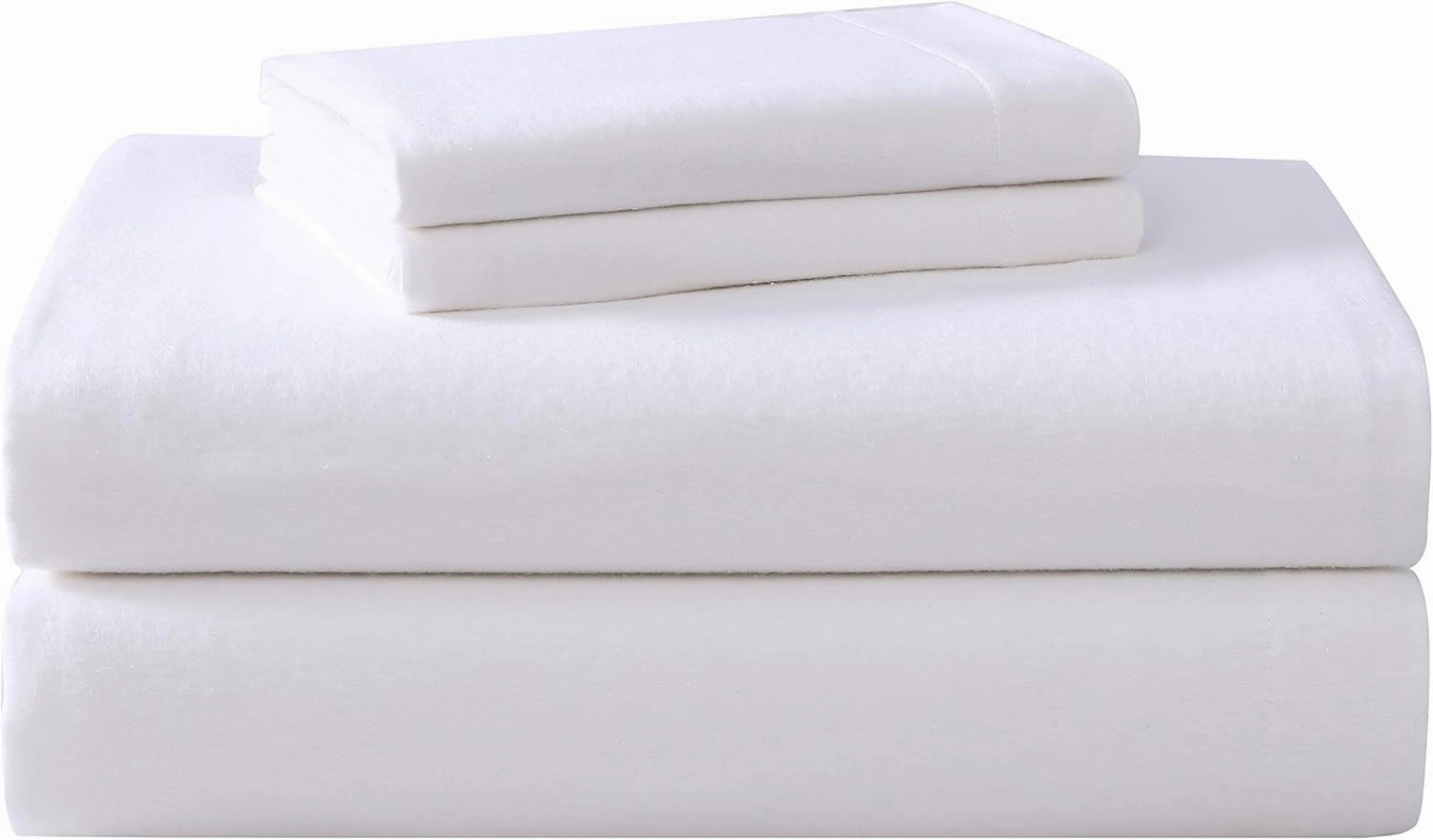 Laura Ashley - Full Sheet Set, Cotton Flannel Bedding, Brushed for Extra Softness & Comfort (True White, Full)