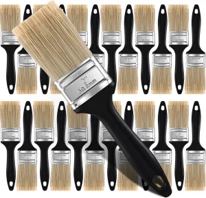 Layhit 24 Pcs Paint Brushes House Chip Paintbrush with Treated Plastic Handles Wide Flat Wall Trim Painting Tool for Paint Stains Wood Cabinet Deck Fence Door Furniture Home DIY (2'')
