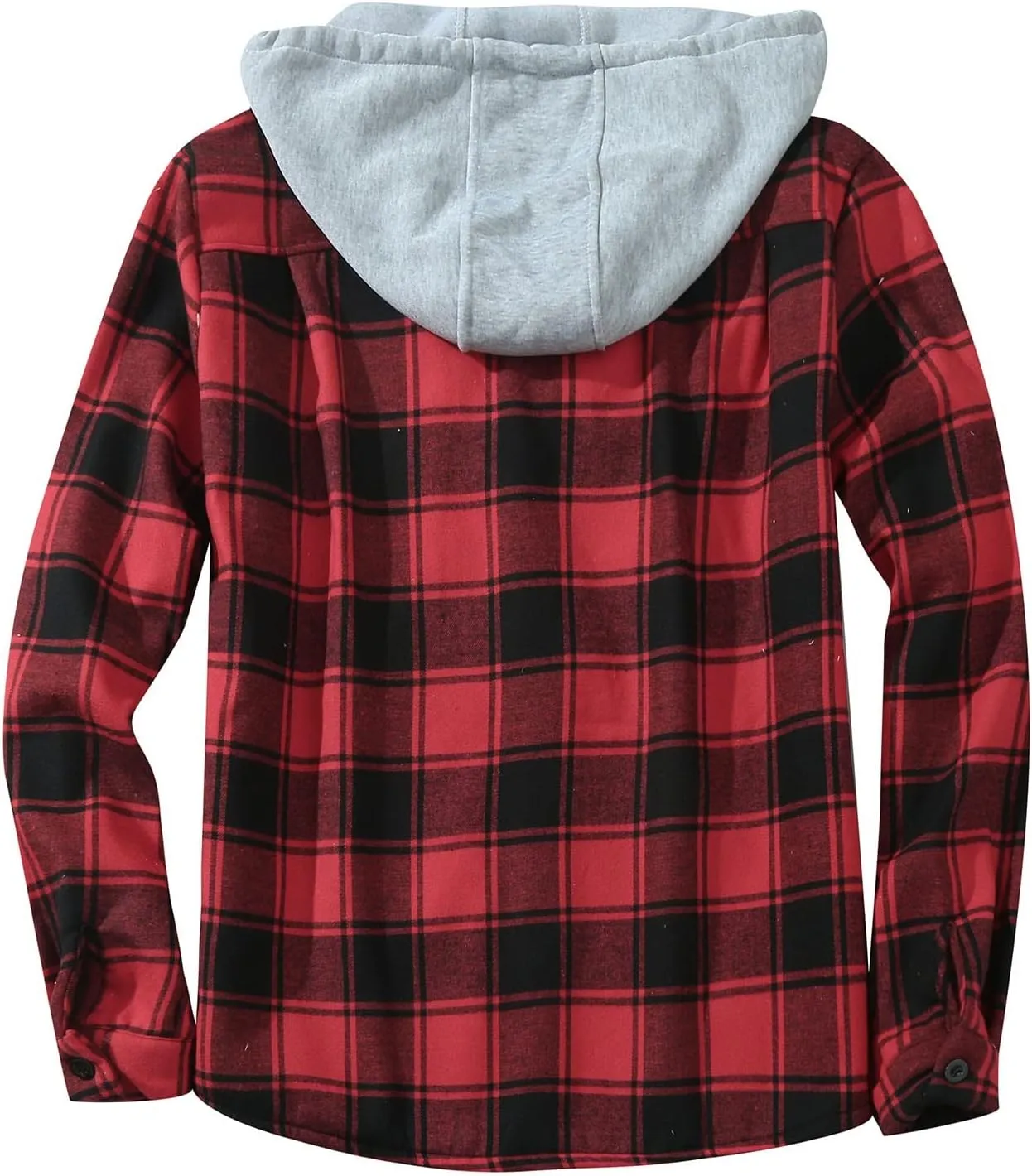 LCMTWX Men's Flannel Jackets Large Plaid Lapel Pocket Plus Velvet Coat Shirt Top Coat with Zipper with Hood for