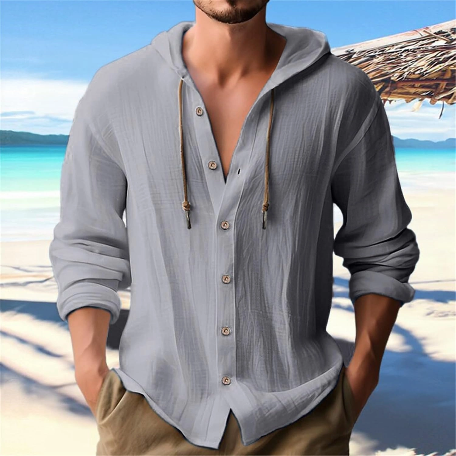 LCMTWX Men's Regular-Fit Long-Sleeve Casual Shirt and Linen Hooded Shirt T Shirts for Man Short Sleeve Button Down Men