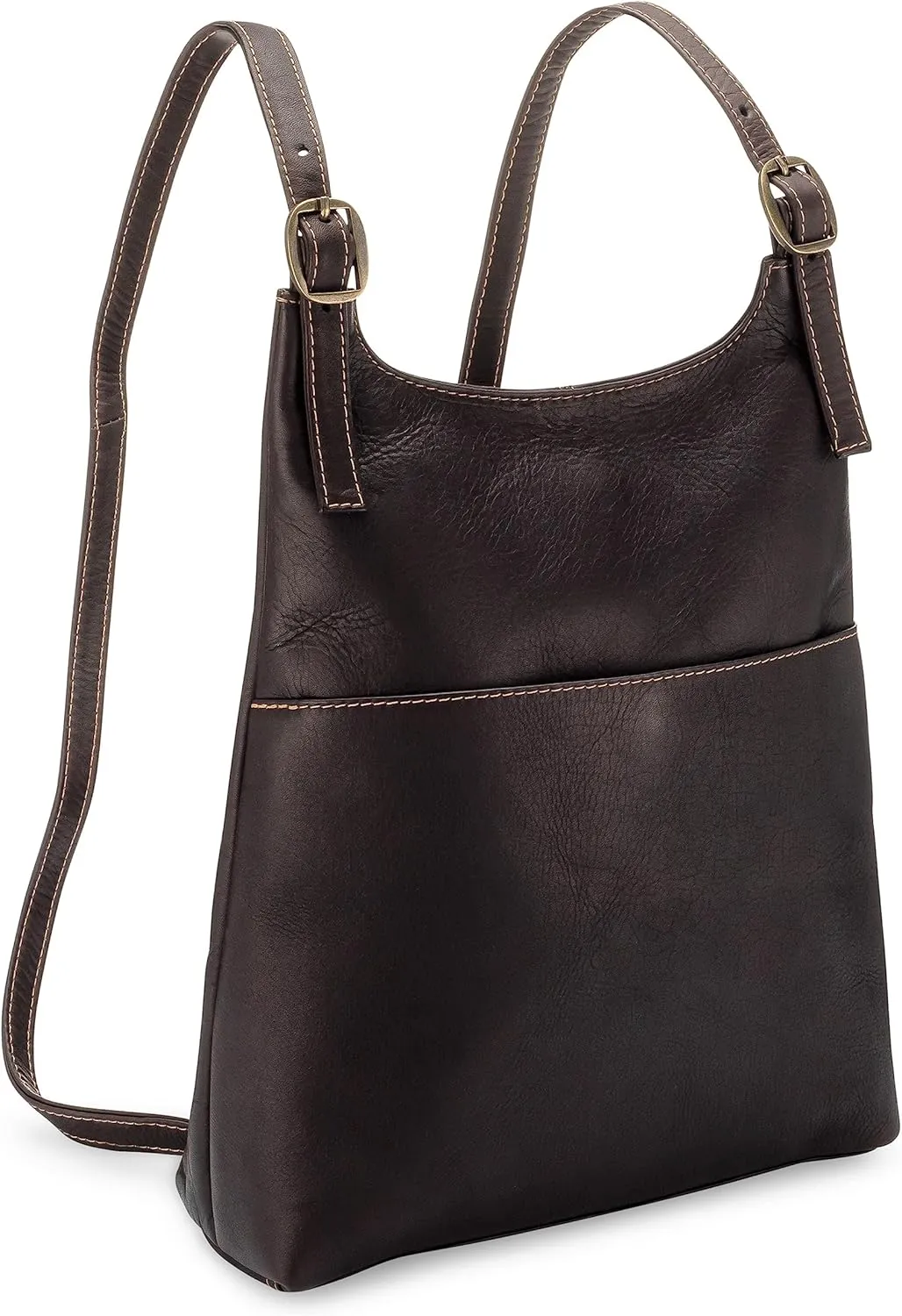 Le Donne Leather Women’s Slim Sling Backpack – Premium Full-Grain Colombian Vaquetta Leather Backpack, 12" x 4" x 9", Cafe