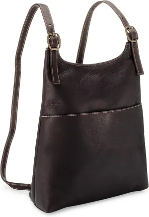 Le Donne Leather Women’s Slim Sling Backpack – Premium Full-Grain Colombian Vaquetta Leather Backpack, 12" x 4" x 9", Cafe