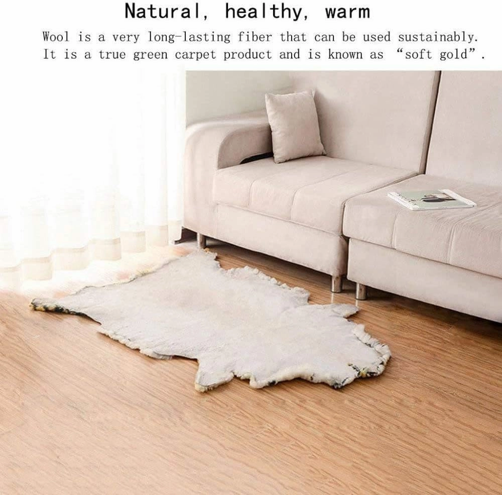 Leopard Printed Animals Area Rug Real Australia Sheepskin Leather Lambskin Carpet Non-Slip Antiskid Mat Large Wool Throw Lambskin Decorative for Bedroom, Sofa, Wall, Seat and Living Room 2.4'x6.8'