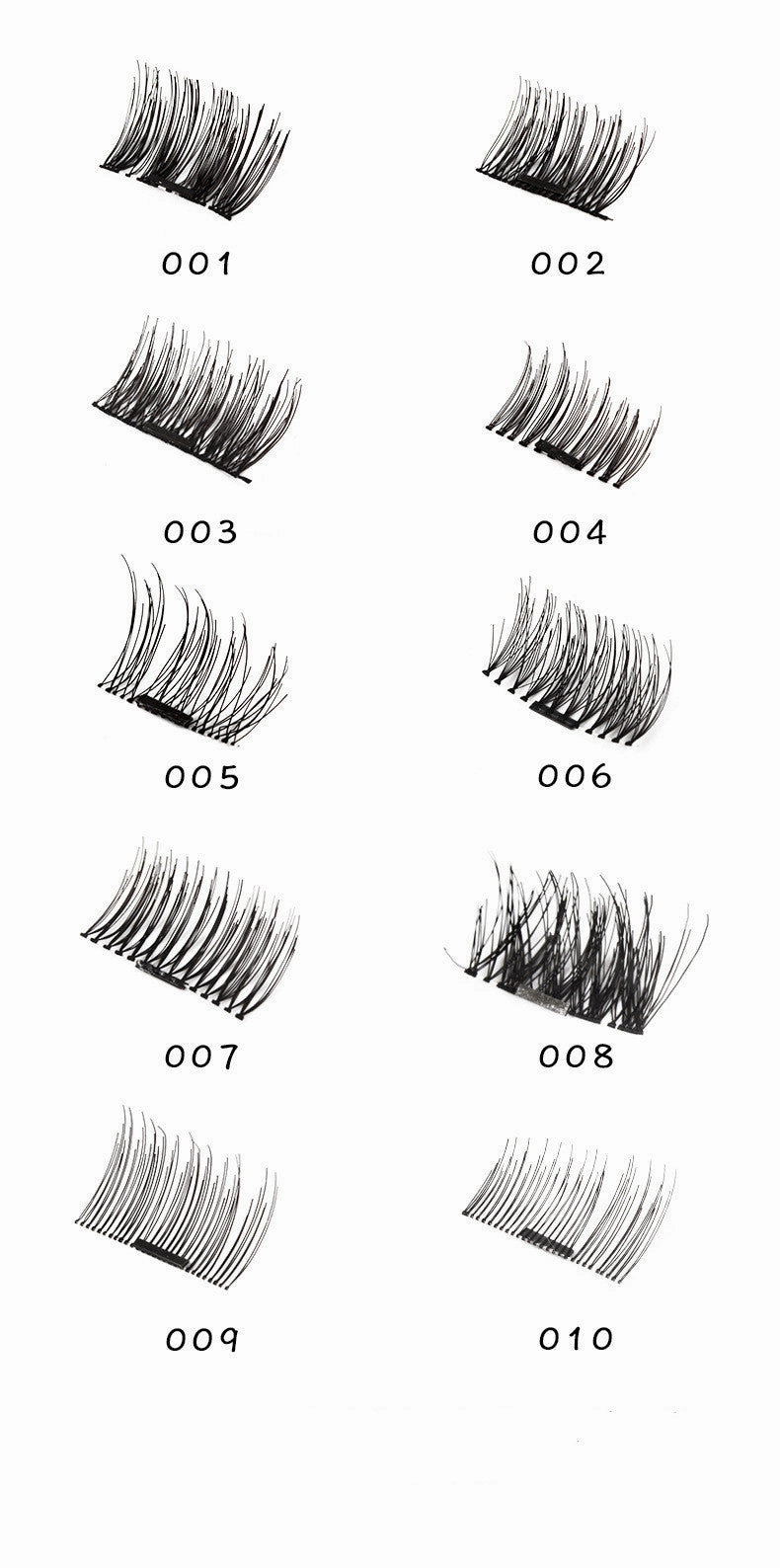Lightweight magnetic eyelashes