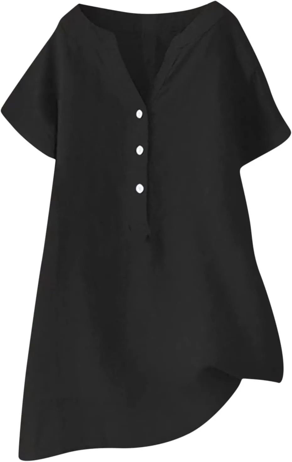 Linen Shirts for Women Casual Quarter Button Down Short Sleeve Tops Fashion Tunic Solid Summer Hawaiian Clothes
