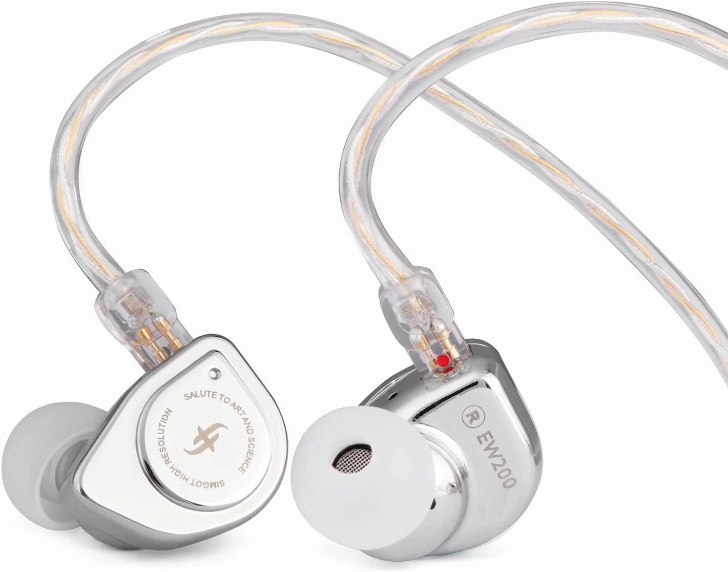 Linsoul SIMGOT EW200 10mm SCP Diaphragm Dynamic Driver in-Ear Earphones with All Metal Body, Detachable 0.78mm 2pin Silver-Plated OFC Cable for Audiophiles Musicians (EW200 Without Mic)