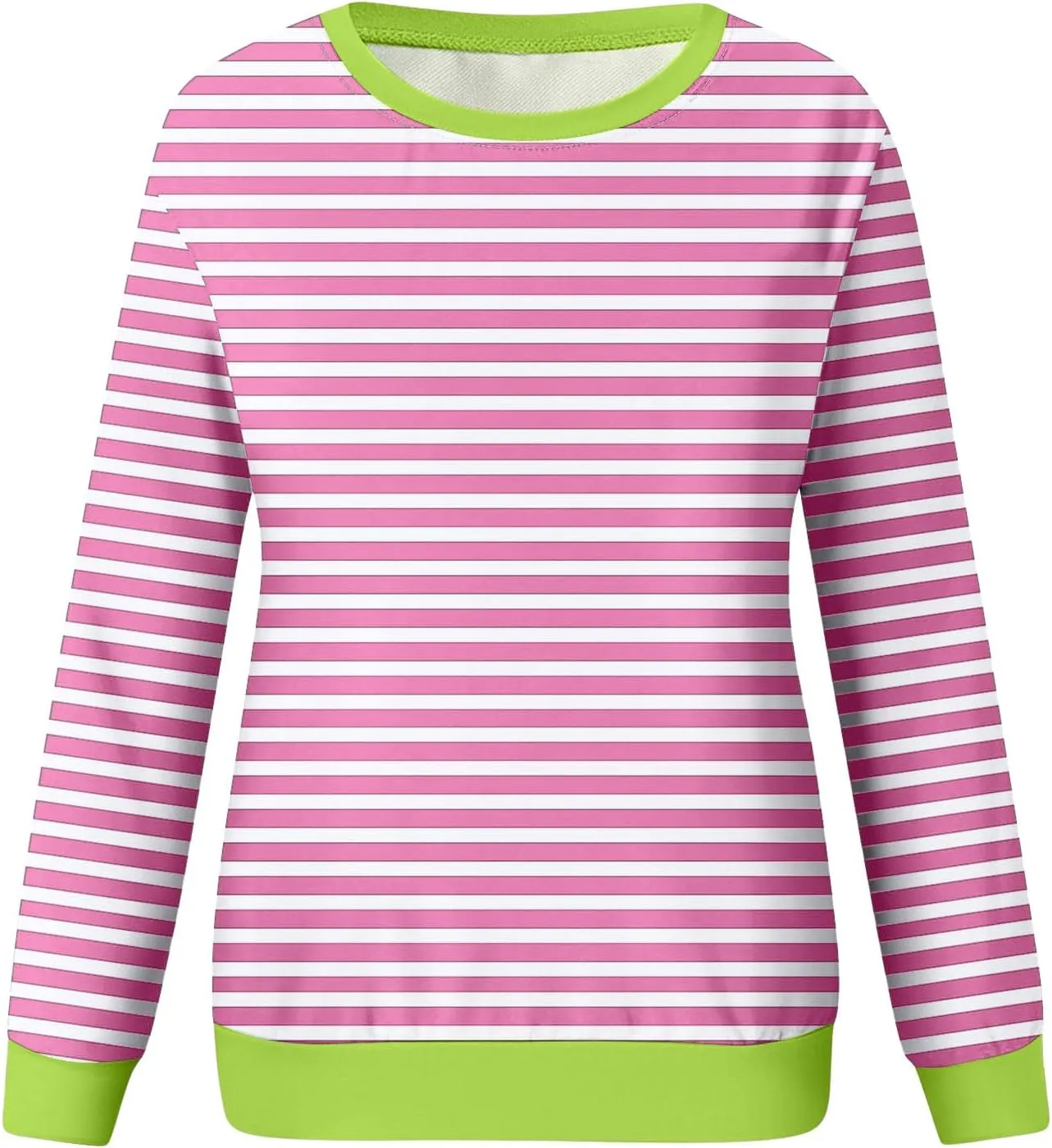 Long Sleeve T Shirts for Women Crewneck Causal Striped Blouse Tops Fall Fashion Vacation Pullover Ladies Clothes 2024