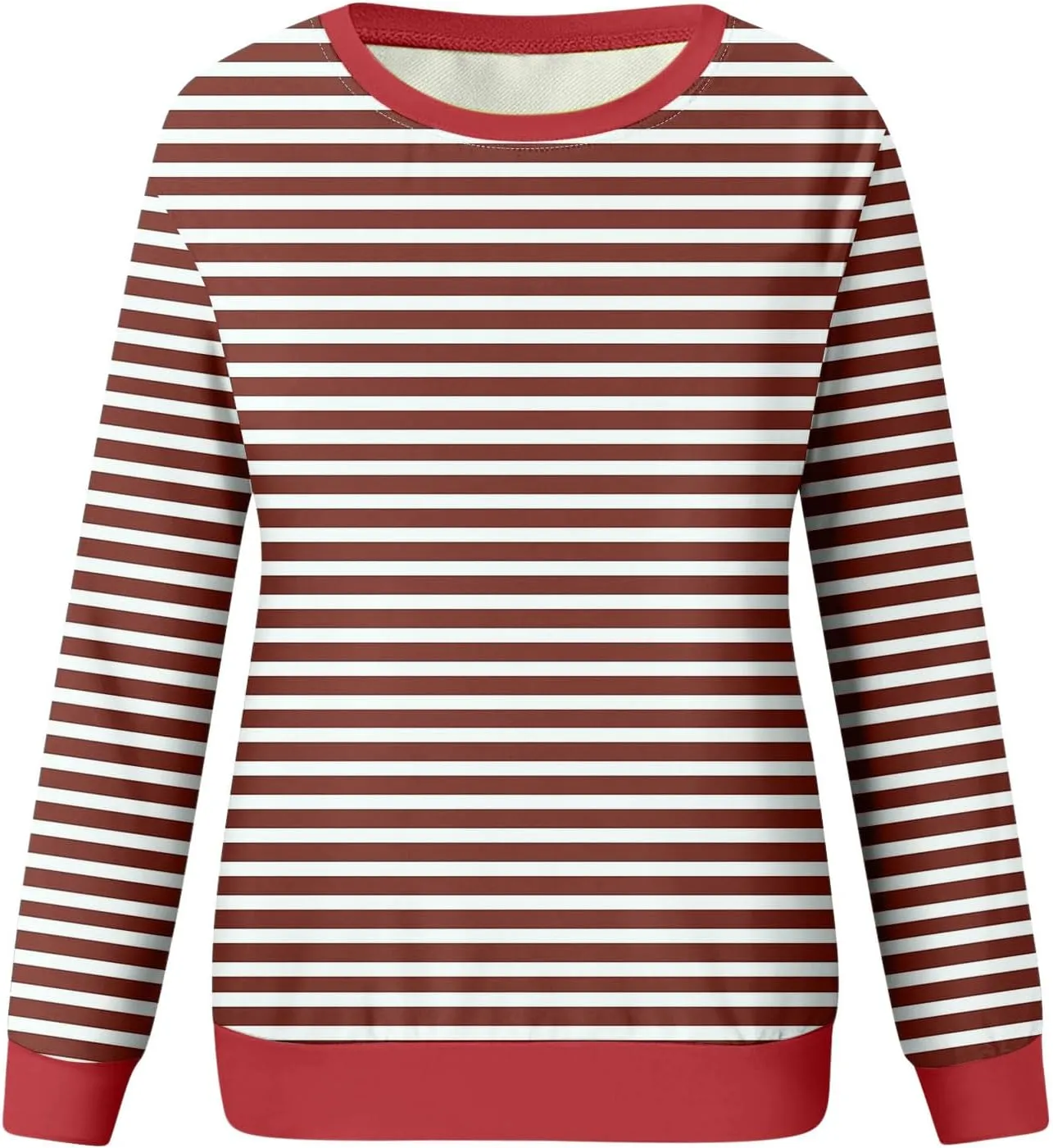 Long Sleeve T Shirts for Women Crewneck Causal Striped Blouse Tops Fall Fashion Vacation Pullover Ladies Clothes 2024