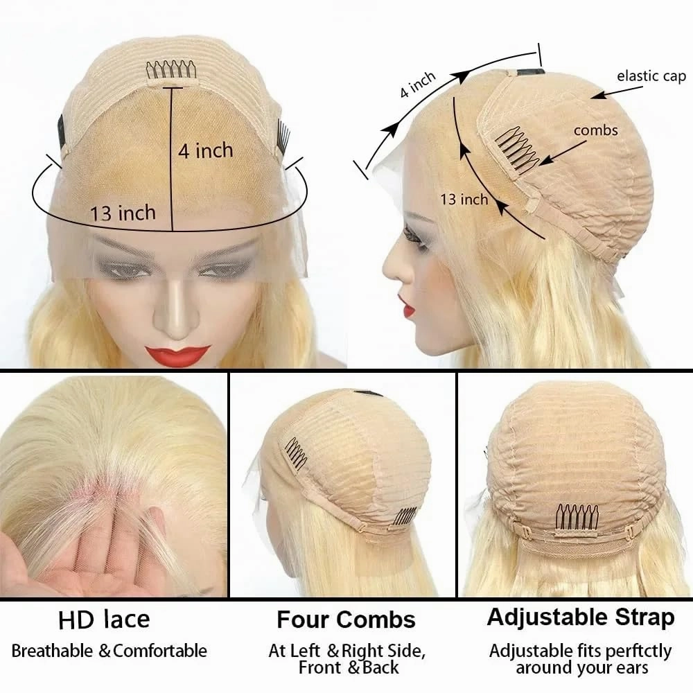 Long Blonde Straight Lace Front Wigs Glueless Lace Wigs Synthetic Heat Resistant Fiber Hair Wig Natural Blonde Color Straight Wig For Women 26 Inch