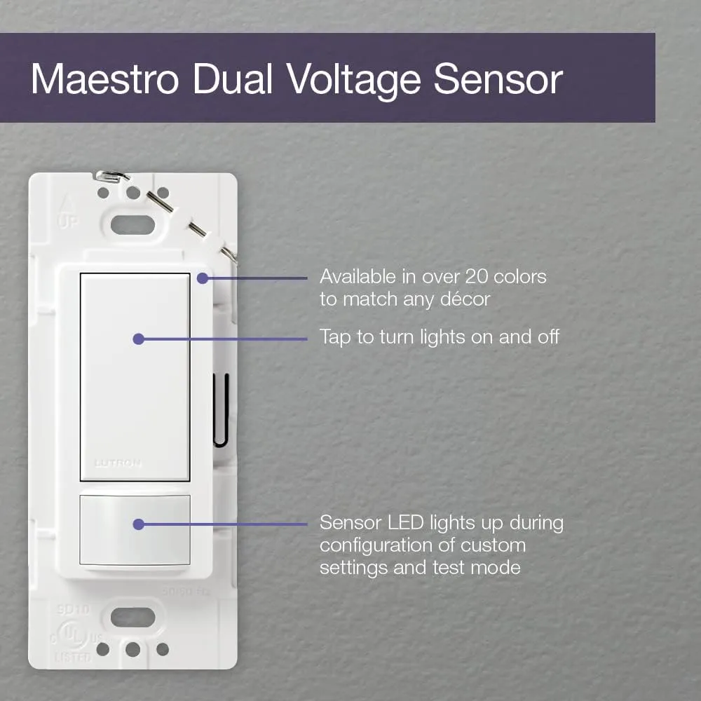 Lutron Lutron MS-OPS6M2-DV-WH Maestro 6-Amp Multi-Location Dual Voltage Occupancy Sensing Switch, White