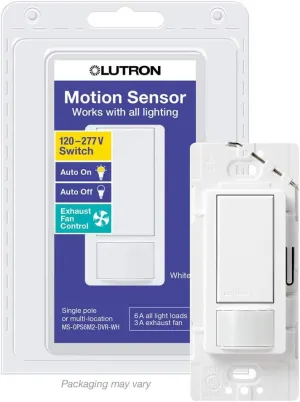 Lutron Lutron MS-OPS6M2-DV-WH Maestro 6-Amp Multi-Location Dual Voltage Occupancy Sensing Switch, White