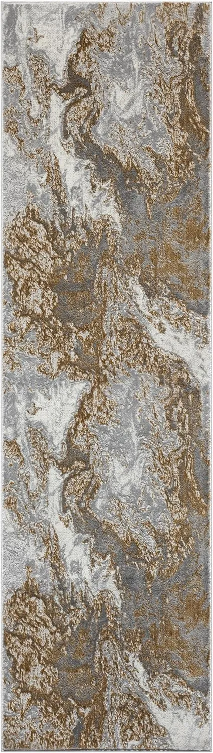 LUXE WEAVERS Marble Swirl Abstract Area Rug, Gray 2x7