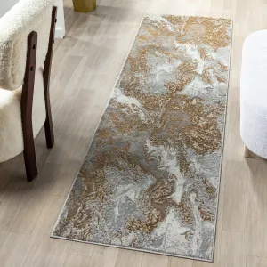 LUXE WEAVERS Marble Swirl Abstract Area Rug, Gray 2x7