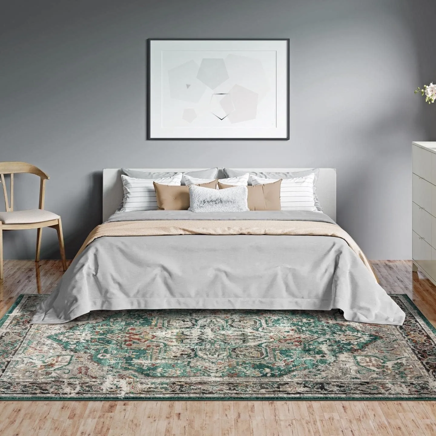 LUXE WEAVERS Moroccan Floral Vintage Green 8x10 Area Rug