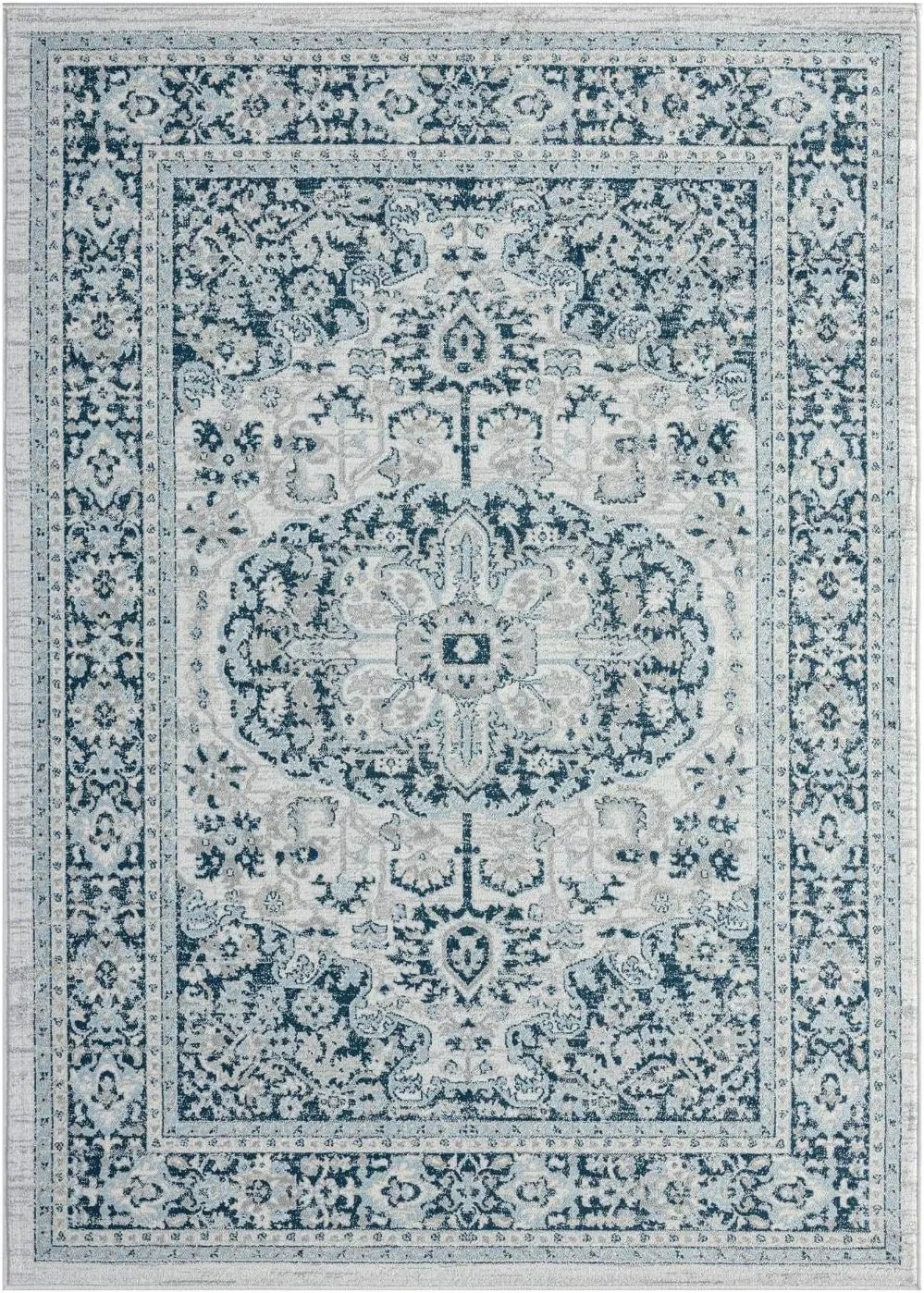 LUXE WEAVERS Oriental Floral Blue 8x10 Area Rug