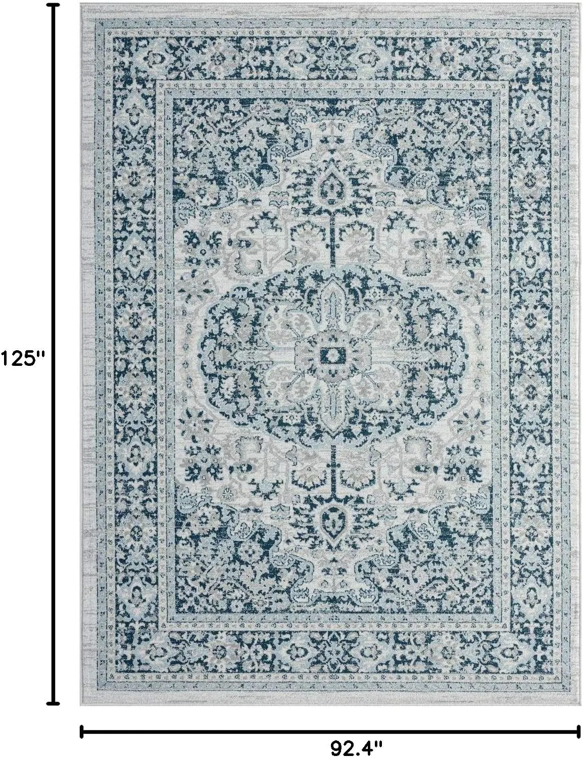 LUXE WEAVERS Oriental Floral Blue 8x10 Area Rug