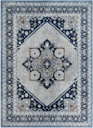 LUXE WEAVERS Oriental Medallion Navy Ivory 8x10 Area Rug for Living Room and Bedrooms