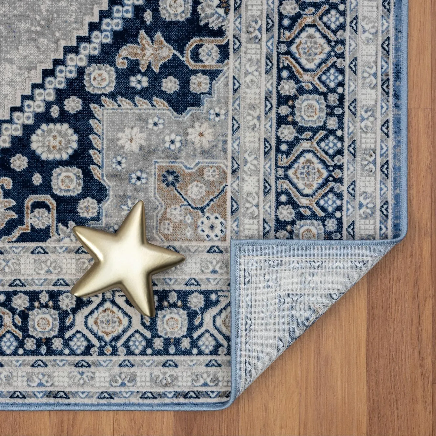LUXE WEAVERS Oriental Medallion Navy Ivory 8x10 Area Rug for Living Room and Bedrooms