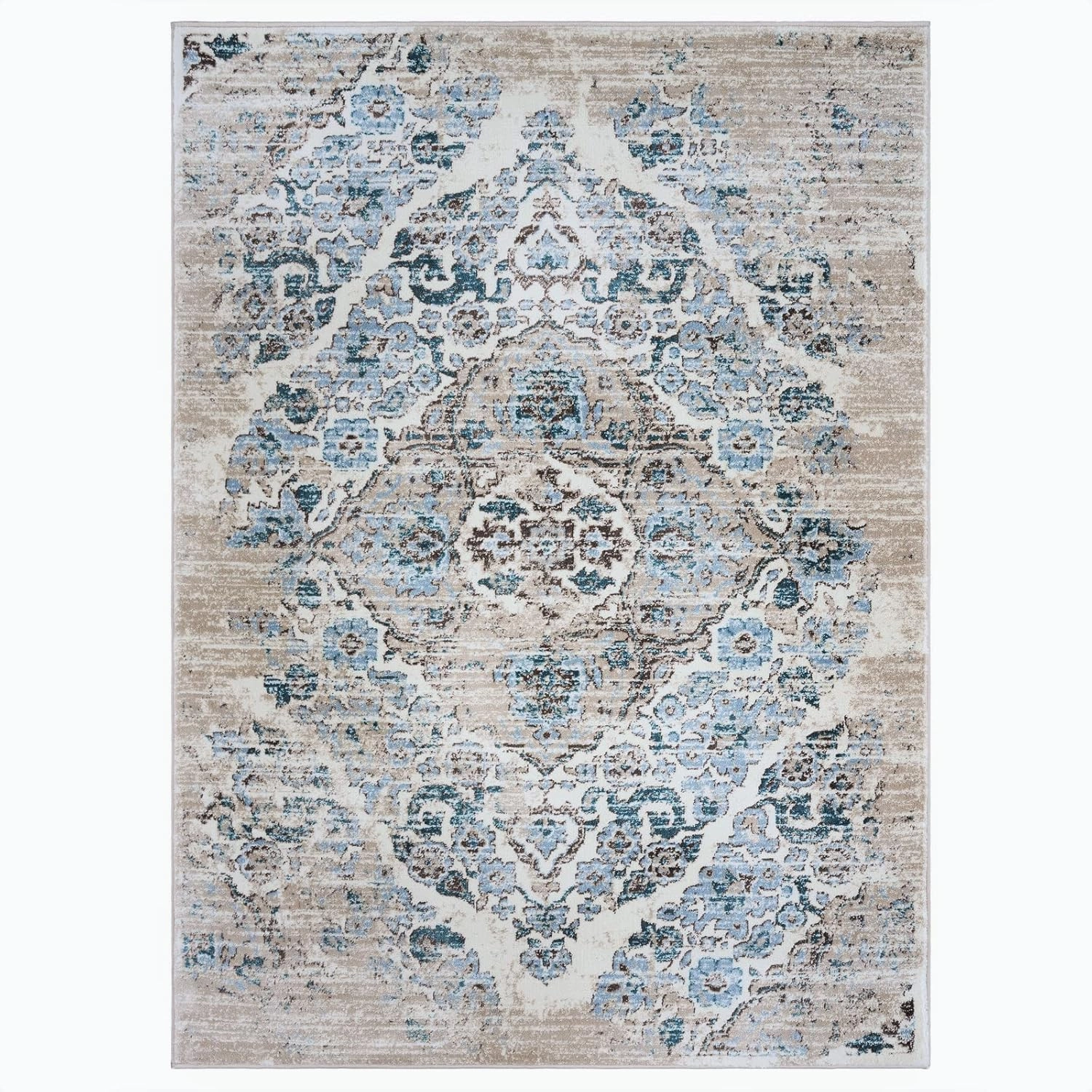 Luxe Weavers Distressed Cream 6x9 Area Rug, Modern, Stain Resistant Carpet, Indoor Oriental Rug