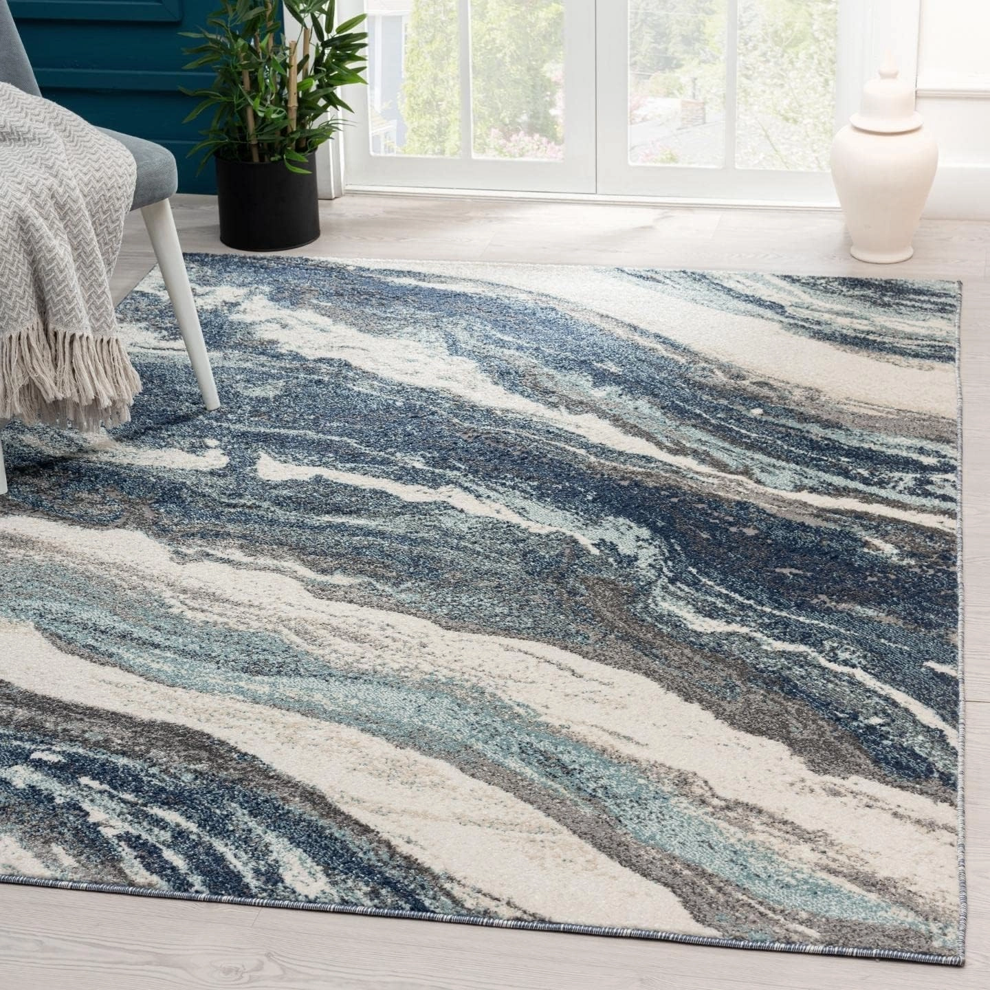 LUXE WEAVERS Lagos Collection 7983 Blue 2x3 Art Deco Area Rug