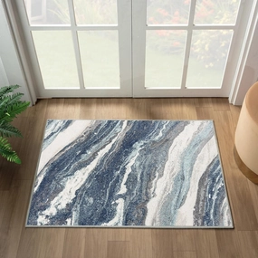 LUXE WEAVERS Lagos Collection 7983 Blue 2x3 Art Deco Area Rug